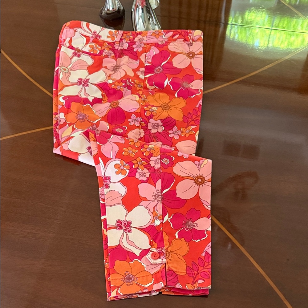 Bright floral crop pants